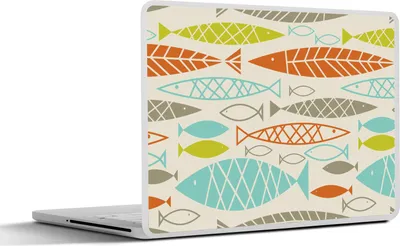 Produktbild von MuchoWow® Laptop Aufkleber Sticker Cover Fisch - 50er Jahre - Muster 30x22 cm - Laptop-Sticker