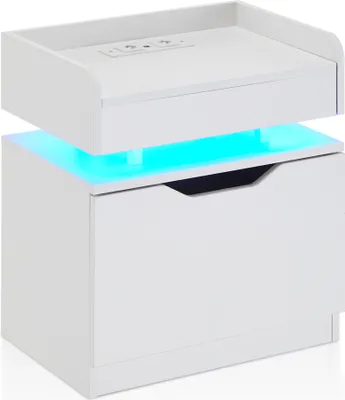 Produktbild von CLIPOP Nachtkommode, 50x35x55cm Nachtschrank 1 Nachtkonsole, Nachtkommode mit Verstellbarem LED Licht & USB-Anschluss