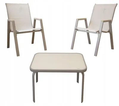 Zdjęcie produktu dla Zestaw mebli ogrodowych balkon stół stolik 2x krzesła Malaga Wood taupe