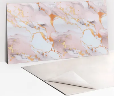 Obrázek produktu pro Ochranný Panel PVC - Samolepicí Vinylové Dlaždice na Stěnu - 100 x 50 - Pastel Marble and Gold