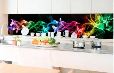 Zdjęcie produktu dla Dimex fototapeta do kuchni KI-350-081 Kolorowy dym w czerni 60 x 350 cm