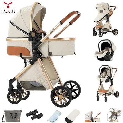 Productafbeelding van REENBORN 3-in-1 kinderwagen met autostoel en reiswieg wit