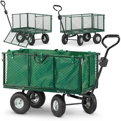 Zdjęcie produktu dla Wózek ogrodowy transportowy z siatką przyczepka HIGHER 250 L 450 kg + plandeka