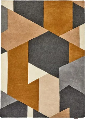 Produktbild von Handgefertigter Wohn- und Schlafzimmerteppich aus Wolle mit geometrischem Muster
