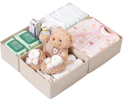 Productafbeelding van Opbergbakken set van 6, beige, inklapbaar, voor PAX garderobekast, afmetingen 50x58 cm
