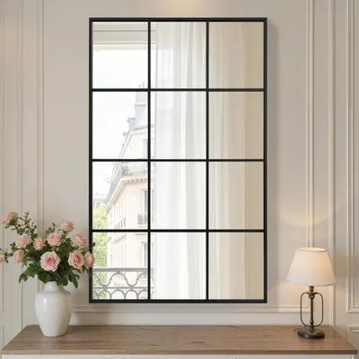 Immagine prodotto di Specchio da parete, dimensioni 120 x 75 cm, cornice in alluminio nero