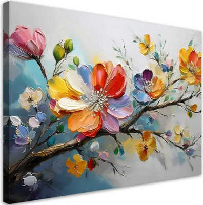 Produktbild von Leinwandbild Bunte Blumen Abstraktion 60x40 Feeby Bunt bild für die wand bereit zum aufhängen