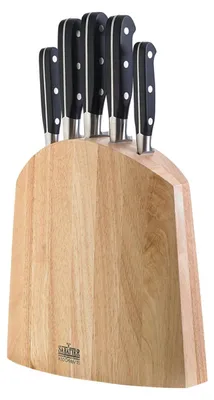 Messerblock 5-teilig mit Universalmesser, Kochmesser, Brotmesser, Schinkenmesser