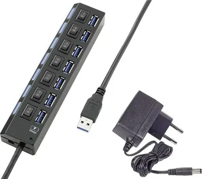 Obrázok produktu pre Renkforce RF-4821051 Rozbočovač USB 3.2 Gen 1 (3.1 Gen 1) typ A 5000 Mbit/s čierny (RF-4821051)