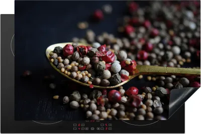 Produktbild von KitchenYeah© Herdabdeckplatte Nahaufnahme eines Löffels mit Kräutern , 80x52cm, Küche Deko, Glaskeramikkochfeld Herdabdeckung, Abdeckplatte fùr Kochfeld