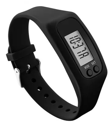 Obrázek produktu pro Silikonový krokoměr, počítadlo kalorií a digitální pulsometr – černý, přenosný fitness tracker
