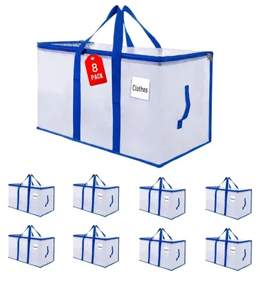 Image de Lot de 8 grands sacs de déménagement de 105 litres, adaptés à diverses utilisations