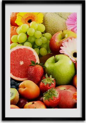 Produktbild von Bild - Bilderrahmen - 50 cm x 70 cm - MDF - Rahmen - Wandkunst Früchte und Blumen