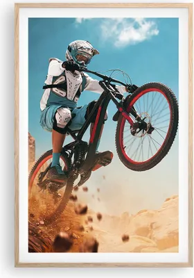 Produktbild von Gerahmtes Poster - Rahmen in heller Eiche - Fahrrad Sport Helm - 61x91,5 cm - Wand Bild - Wanddeko - Wandbilder - Wandposter - Bilderrahmen - Bilder - Kunstdruck - Wandbild - P2NPA61x91-4098