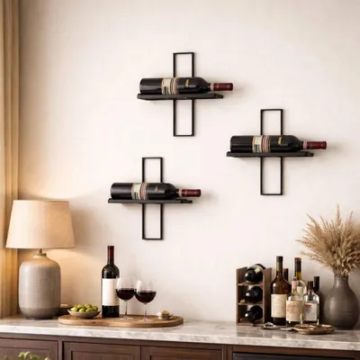 Produktbild von DanDiBo Weinregal Wand Metall Schwarz 3er Set D3 Flaschenregal Schmal Hängend Wine Rack Weinhalter Weinregale Klein Weinflaschenregal Weinflaschenhalter