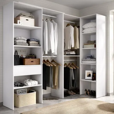 Produktbild von Großer Kleiderschrank Arera, Schlafzimmermöbel, Schrank, Garderobe, 248x79 h187 cm, Weiß