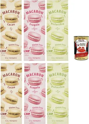 Produktbild von Cuorenero Macaron Testpaket , gluten frei, gluten free, Kosher, Macaron Schokoalde 6x 42g + Italian Gourmet polpa 400g
