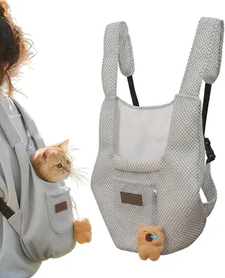 Image de Sac à dos pour chien - Sac de transport pour animal de compagnie - Voyage confortable - Maille respirante - 20x15x8 cm - Gris