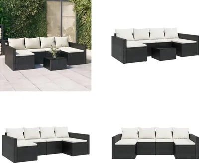 Produktbild von vidaXL 2 tlg. Garten Lounge Set mit Kissen Schwarz Poly Rattan - Garten Lounge Set - Garten Lounge Sets - Lounge Set - Gartenmöbel