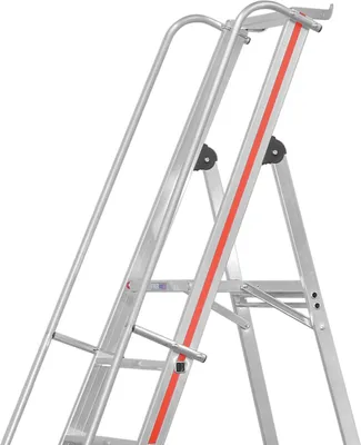 Produktbild von Hymer Plattformleiter mit Kipprollen und langem Handlauf, 6 Stufen