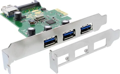 Produktbild von InLine® Schnittstellenkarte, 3x+1x USB 3.0, PCIe, mit SATA Stromanschluss