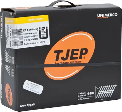 Produktbild von 34° Ankernägel 4,0x40mm Ring rostfrei A4 plastgebunden f. Tjep KA 2 Ankernagler 2,4M