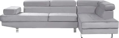 Produktbild von BELIANI Narożnik lewostronny szary tapicerowany welurem 5 osobowa sofa z regulowanymi zagłówkami kanapa do salonu