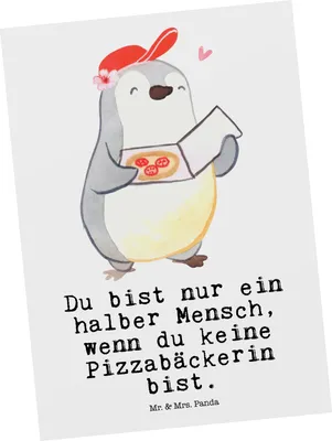 Produktbild von Mr. & Mrs. Panda Postkarte Pizzabäckerin Herz - Weiß - Geschenk, Witzig, Grußkarte, Ansichtskarten, Spruch, Ansichtskarte, Pizzabringdienst, Postkarten, Lustig, Fotokarte