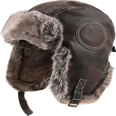 Produktbild von Uni Winter Fliegermütze Trappermütze Winddicht Wintermütze Fellmütze Warm Bombermütze Russenmütze Aviatormütze für Snowboarden Skaten Radfahren