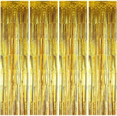 Produktbild von Famanu Metallic Lametta Vorhänge Glitter Hintergrund Dekoration - 4 Stück