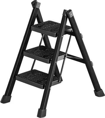 Produktbild von Famanu Klappleiter 3 Stufen - Faltbar, rutschfest, leicht, max. Tragkraft 150 kg