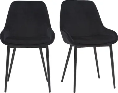 Produktbild von Miliboo - Stühle aus schwarzem Samt schwarzes Metallgestell 2er-Set HOLO