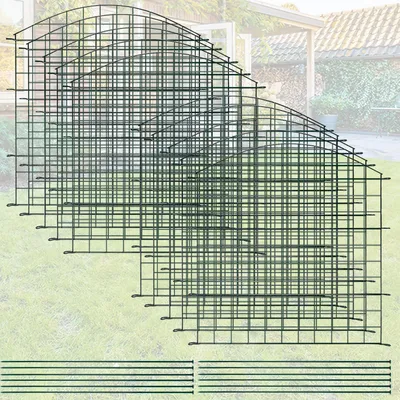 Productafbeelding van Eikuavons omheining, 15-delig, groen, van metaal, schutting voor tuin en dieren, concaaf