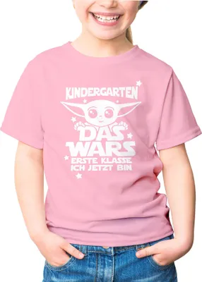 Produktbild von Kinder T-Shirt Mädchen Kindergarten Das Wars erste Klasse ich jetzt bin Geschenk zur Einschulung Schulanfang Moonworks® rosa 122-128 (7-8 Jahre)