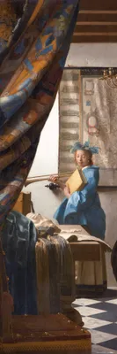 Produktbild von Johannes Vermeer Kunstdruck Bild - Die Malkunst, 1666 (91 x 30 cm)