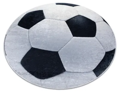 Image de Tapis cercle lavable BAMBINO 2139 - football pour les enfants antidérapant - noir / blanc noir cercle 80 cm
