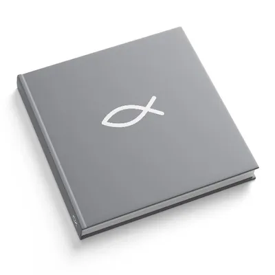 Produktbild von itenga Gästebuch Kommunion Taufe "Fisch" 120 Seiten grau 21,0 x 21,0 cm