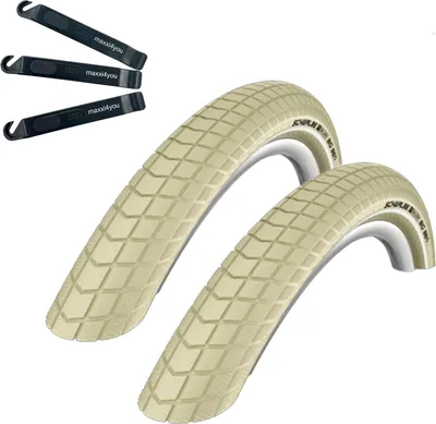 Immagine prodotto di Set in offerta / 2 x pneumatici per bicicletta Schwalbe Big Ben K-Guard Creme con riflettente 50-622 (28 x 2,00) incl. leva per pneumatici maxxi4you
