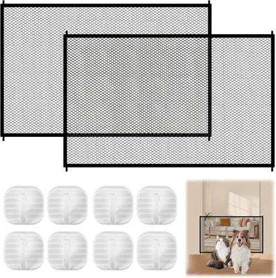 Imagen del producto de Rejas de seguridad para gatos y perros, 2 unidades, 110x72 cm, sin necesidad de taladrar, para escaleras y puertas