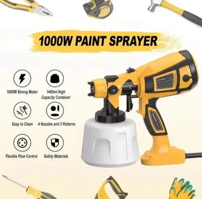 Obrázok produktu pre Elektrický striekací pištoľ - 1000 W - 1400 ml - Nastaviteľný - Čierna farba