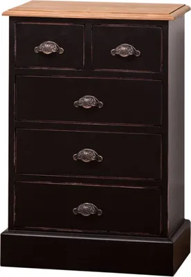 Produktbild von Casa Padrino Landhausstil Schlafzimmer Kommode Antik Stil Schwarz / Naturfarben 51 x 30 x H. 74 cm - Landhausstil Schlafzimmermöbel