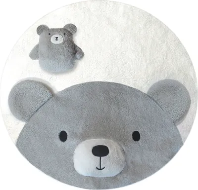 Produktbild von DREAMgro DREAMgro 3D Spielmatte Rund - ø 90 cm - Weich - Grauer Bär