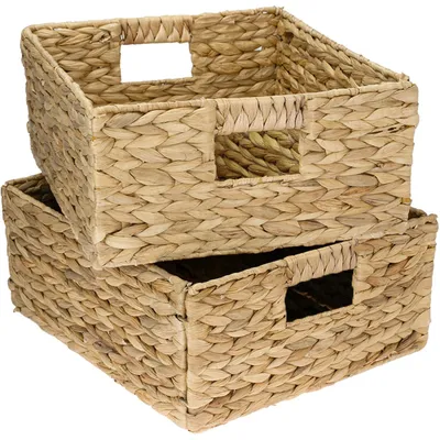 Aufbewahrungskörbe aus Wasserhyazinthe, 2er-Set, 30x34x15 cm