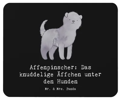 Produktbild von Mr. & Mrs. Panda Mouse Pad Affenpinscher Äffchen - Schwarz - Geschenk, zotteliges Fell, Hundeliebhaber, knuddeliges, treuer Begleiter, Hunderasse, mausteppich, Hund
