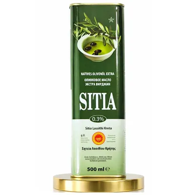 Zdjęcie produktu dla Grecka oliwa z oliwek Extra Virgin SITIA 0,3% filtrowana 500 ml puszka