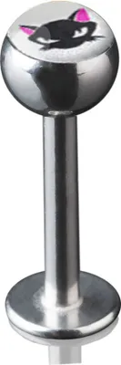 Produktbild von viva-adorno 1,2 x 8mm Lippen Piercing Stecker Labretstecker 316L Chirurgenstahl 20 verschiedene Motive Picture Logo Z379,S11 Katze