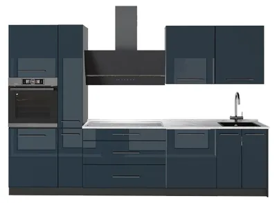 Imagen del producto de Mueble de cocina Vicco Fame-Line Azul oscuro alto brillo/Antracita 310 cm, ET Mármol, Model 64271
