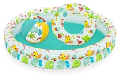 Produktbild von Bestway 51124 - Planschbecken Set Clownfish 122x20cm mit Schwimmreifen und Wasserball
