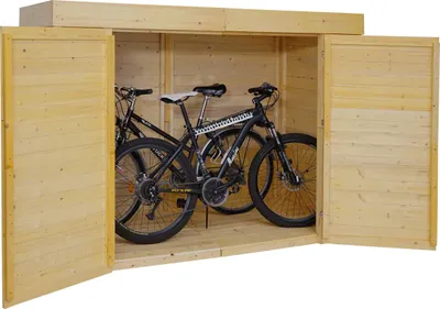Obrázok produktu pre garáž pre 2 bicykle HWC-H63, box na bicykle, prístrešok na náradie, uzamykateľný 150x204x100cm ~ hnedá