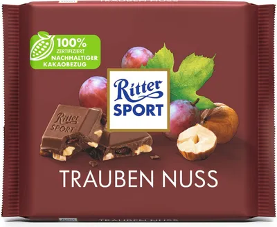 Produktbild von Ritter Sport 4000417022004, dunkle Schokolade, 100 g, Haselnuss, 2172 kJ, 520 kcal, 28 g